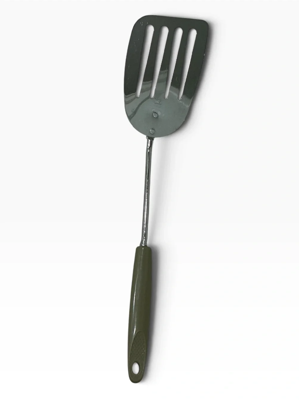 Vintage Ekco Slotted Spatula Turner Avocado Green Handle MCM Kitchen Utensil